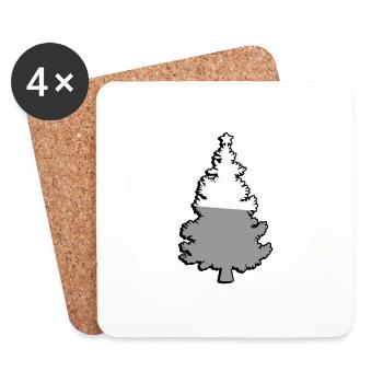 Weihnachtbaum | Christmas Tree - Illustration - Untersetzer (4er-Set) - Weiß - Vorne