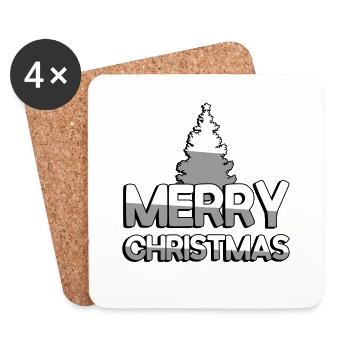JOYEUX NOËL + Sapin de Noël - Noël - Dessous de verre (lot de 4) - blanc - Devant