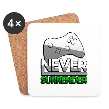 NEVER SURRENDER (Grün) + Controller - Gaming - Untersetzer (4er-Set) - Weiß - Vorne