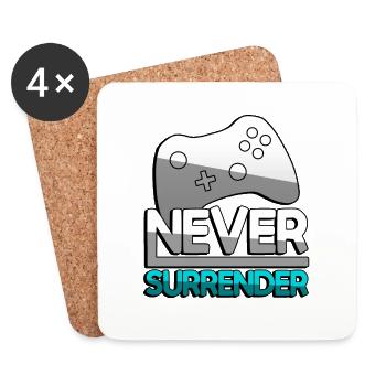 NEVER SURRENDER (Türkis) + Controller - Gaming - Untersetzer (4er-Set) - Weiß - Vorne