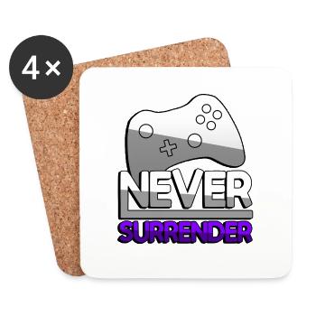 NEVER SURRENDER (Lila) + Controller - Gaming - Untersetzer (4er-Set) - Weiß - Vorne