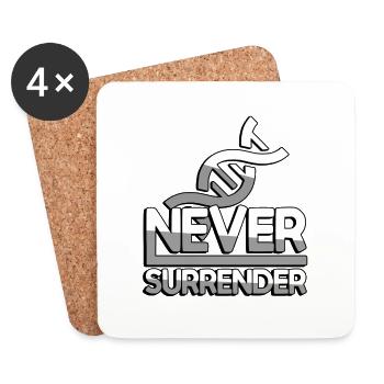 NEVER SURRENDER (Weiß) + DNA - Gaming - Untersetzer (4er-Set) - Weiß - Vorne