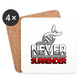 NEVER SURRENDER (Rot) + DNA - Gaming - Untersetzer (4er-Set) - Weiß - Vorne