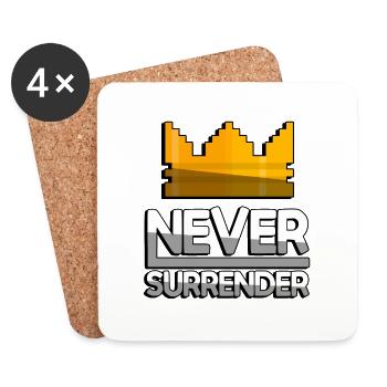 NEVER SURRENDER (Weiß) + King Crown - Gaming - Untersetzer (4er-Set) - Weiß - Vorne