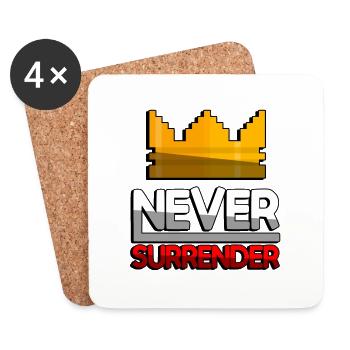 NEVER SURRENDER (Rot) + King Crown - Gaming - Untersetzer (4er-Set) - Weiß - Vorne