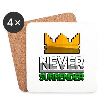NEVER SURRENDER (Grün) + King Crown - Gaming - Untersetzer (4er-Set) - Weiß - Vorne