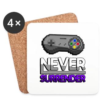 NEVER SURRENDER (Lila) + SNES Controller - Gaming - Untersetzer (4er-Set) - Weiß - Vorne