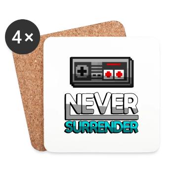 NEVER SURRENDER (Türkis) + NES Controller - Gaming - Untersetzer (4er-Set) - Weiß - Vorne