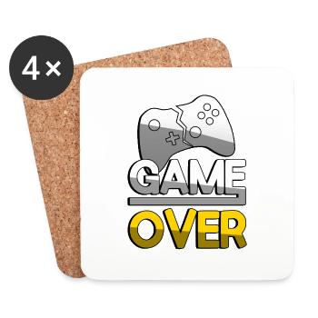 GAME OVER (Jaune) + Contrôleur - Jeux - Dessous de verre (lot de 4) - blanc - Devant