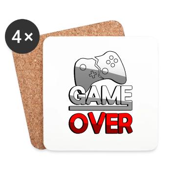 GAME OVER (Rouge) + Contrôleur - Jeux - Dessous de verre (lot de 4) - blanc - Devant