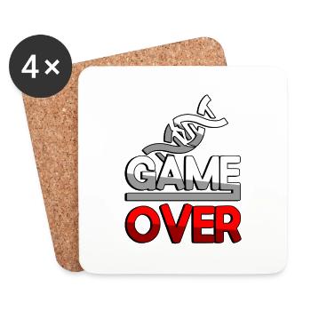 GAME OVER (Rouge) + ADN - Jeux - Dessous de verre (lot de 4) - blanc - Devant