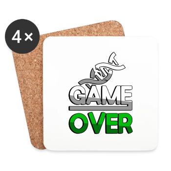 GAME OVER (Grün) + DNA - Gaming - Untersetzer (4er-Set) - Weiß - Vorne