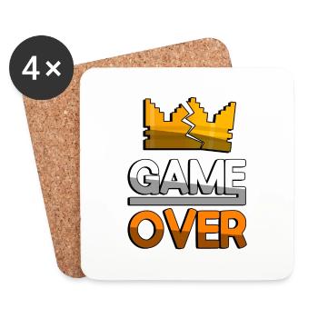 GAME OVER (Orange) + King Crown - Jeux - Dessous de verre (lot de 4) - blanc - Devant