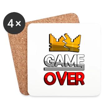 GAME OVER (Rot) + King Crown - Gaming - Untersetzer (4er-Set) - Weiß - Vorne