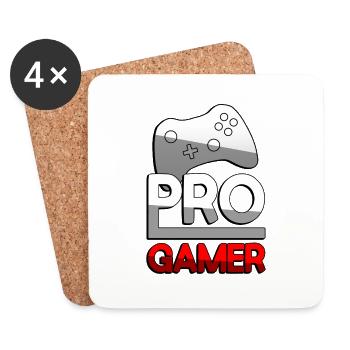 PRO GAMER (Rot) + Controller - Gaming - Untersetzer (4er-Set) - Weiß - Vorne