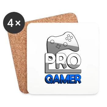 PRO GAMER (Bleu) + Contrôleur - Jeux - Dessous de verre (lot de 4) - blanc - Devant