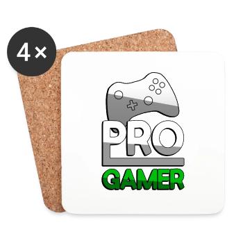 PRO GAMER (Vert) + Contrôleur - Jeux - Dessous de verre (lot de 4) - blanc - Devant