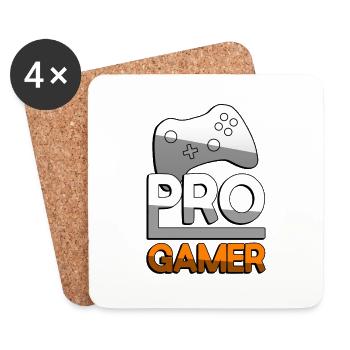 PRO GAMER (Orange) + Controller - Gaming - Untersetzer (4er-Set) - Weiß - Vorne