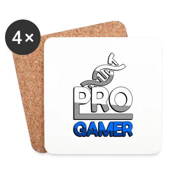 PRO GAMER (Blau) + DNA - Gaming - Untersetzer (4er-Set) - Weiß - Vorne