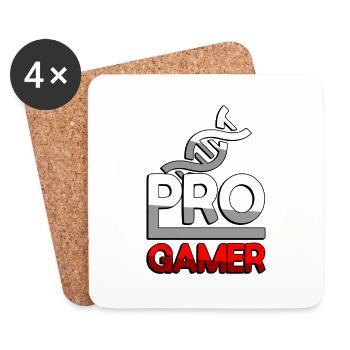 PRO GAMER (Rot) + DNA - Gaming - Untersetzer (4er-Set) - Weiß - Vorne