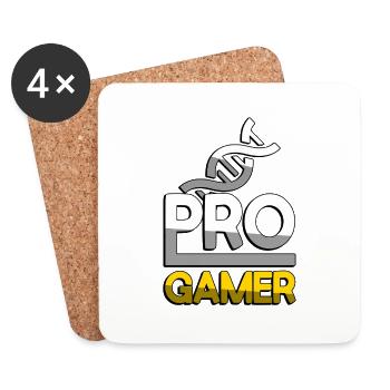 PRO GAMER (Yellow) + DNA - Gaming - Coasters (set of 4) - white - Front