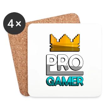 PRO GAMER (Turquoise) + King Crown - Gaming - Coasters (set of 4) - white - Front