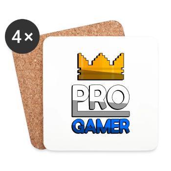 PRO GAMER (Blue) + King Crown - Gaming - Coasters (set of 4) - white - Front