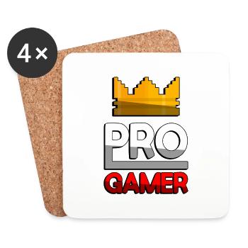 PRO GAMER (Red) + King Crown - Gaming - Coasters (set of 4) - white - Front