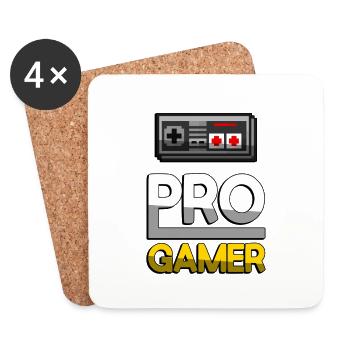 PRO GAMER (Gelb) + NES Controller - Gaming - Untersetzer (4er-Set) - Weiß - Vorne