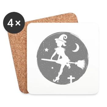 Sexy Witch Silhouette - Coasters (set of 4) - white - Front