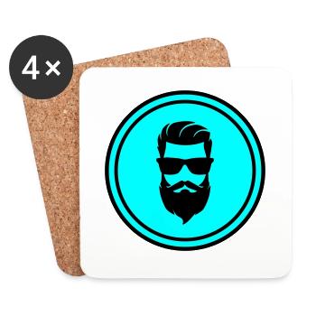Symbole de barbe du visage - Dessous de verre (lot de 4) - blanc - Devant