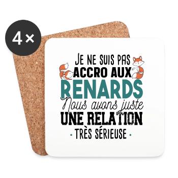 Renard Roux Rox Rouquie Animal Cadeau Forêt Humour - Dessous de verre (lot de 4) - blanc - Devant