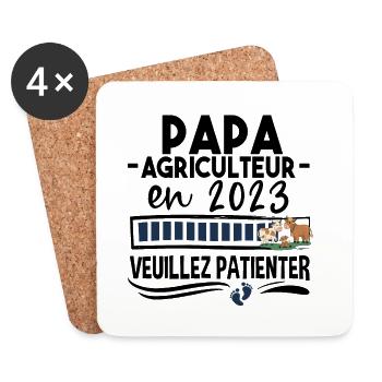 2023 Papa Agriculteur Agriculture Bébé Naissance - Dessous de verre (lot de 4) - blanc - Devant