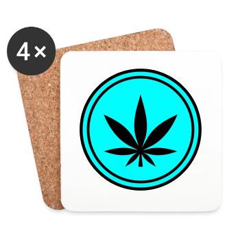 Hanf Blatt Icon - Untersetzer (4er-Set) - Weiß - Vorne