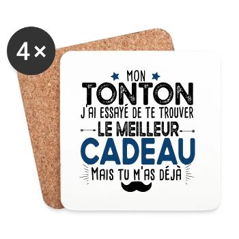 Tonton Oncle Cadeau Vintage T-shirt Mug - Dessous de verre (lot de 4) - blanc - Devant