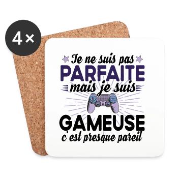 Gameuse Gaming Gamer Geek Jeux Vidéo Cadeau - Dessous de verre (lot de 4) - blanc - Devant