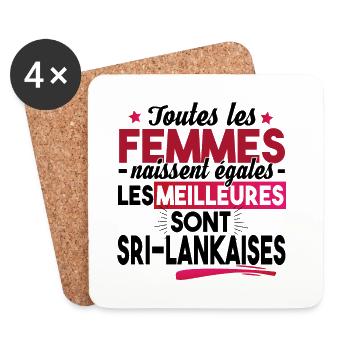 Sri Lankaise Sri Lanka Pays Asie Cadeau T-shirt - Dessous de verre (lot de 4) - blanc - Devant