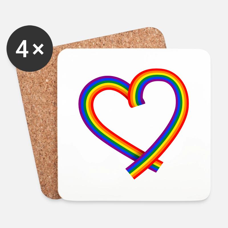 Regenbogen Herz Band Peace Frieden LGBTQ Symbol - Untersetzer (4er-Set) - Weiß
