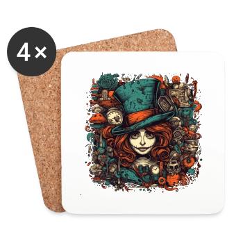Hatter woman with red hair - Coasters (set of 4) - white - Front