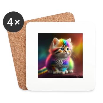 Baby Kätzchen fotorealistisch dargestellt Rainbow - Untersetzer (4er-Set) - Weiß - Vorne