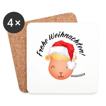Weihnachtsschaf Lamm Frohe Weihnachten schwarz - Untersetzer (4er-Set) - Weiß - Vorne