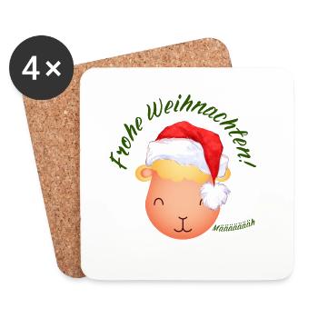 Frohe Weihnachten Weihnachtsschaf grün - Untersetzer (4er-Set) - Weiß - Vorne