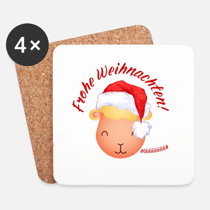 Frohe Weihnachten Weihnachtsschaf Lamm rot - Untersetzer (4er-Set) - Weiß