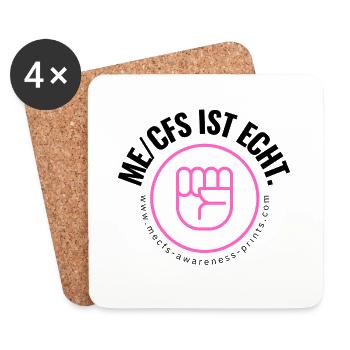 ME/CFS IST ECHT - pinke Faust - Untersetzer (4er-Set) - Weiß - Vorne