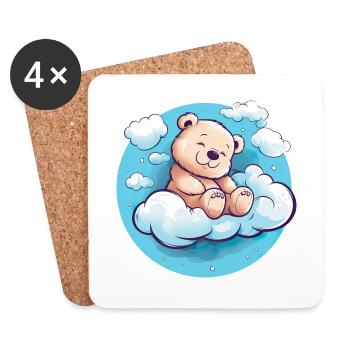 Niedlicher Bär Schlafen Wolken für Kinder - Untersetzer (4er-Set) - Weiß - Vorne