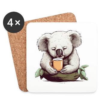 Niedlicher Koala Entspanntes Tier Kaffeebecher - Untersetzer (4er-Set) - Weiß - Vorne