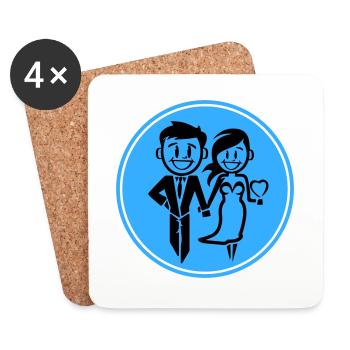 Newlyweds, Wedding, Bride, Groom - Coasters (set of 4) - white - Front