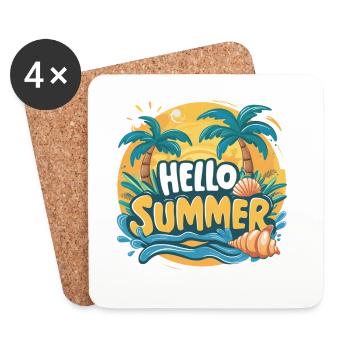 Éblouissante élégance HELLO SUMMER - Dessous de verre (lot de 4) - blanc - Devant