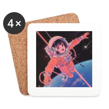 Impression de mode de haute qualité de fille anime des années 80 - Dessous de verre (lot de 4) - blanc - Devant