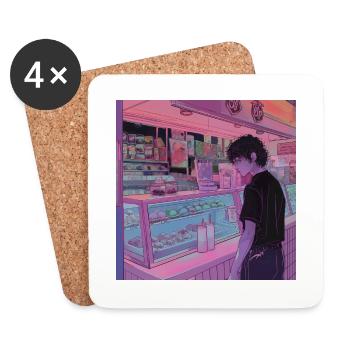 80er Jahre Anime Teen Beruhigender Hochwertiger Modedruck - Untersetzer (4er-Set) - Weiß - Vorne
